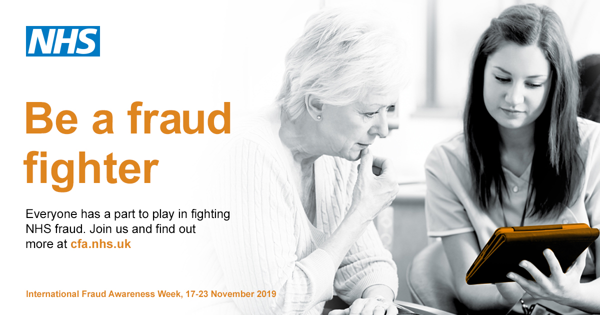 NHSCFA's 'Be a fraud fighter' image.